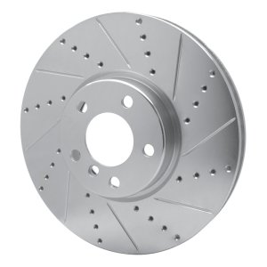 BMW 535i GT Brake Rotor (1) - Front Left - R1 Concepts - Drilled & Slotted - Silver - `10-`18